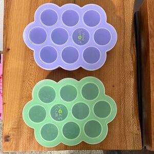 WeeSprout Purple and Green Silicone Storage Trays